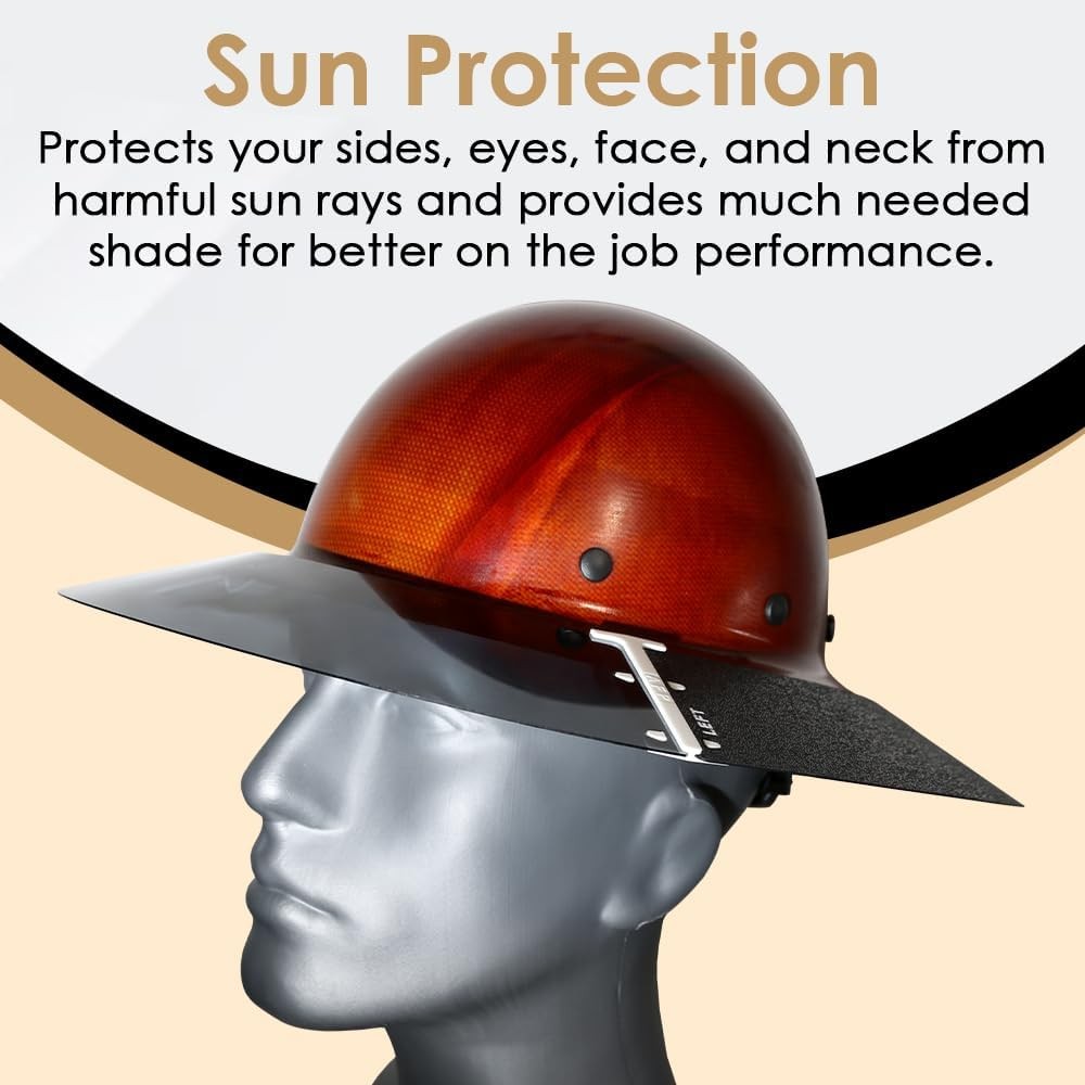 Full Brim Tinted Smoke Polyurethane Plastic Sun Shield Hard Hat Visor Standard B