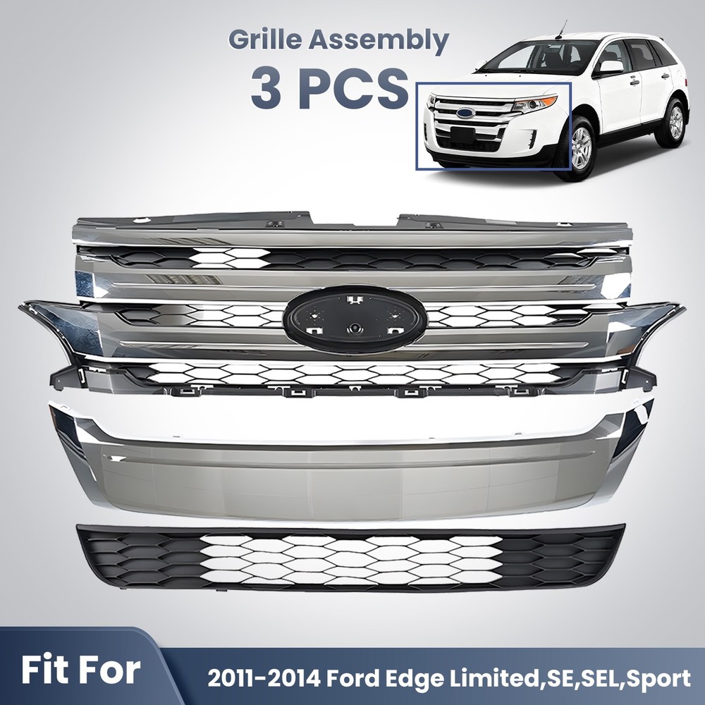 For 2011 2012 2013 2014 Ford Edge Complete Front Bumper Grille Assembly Grill