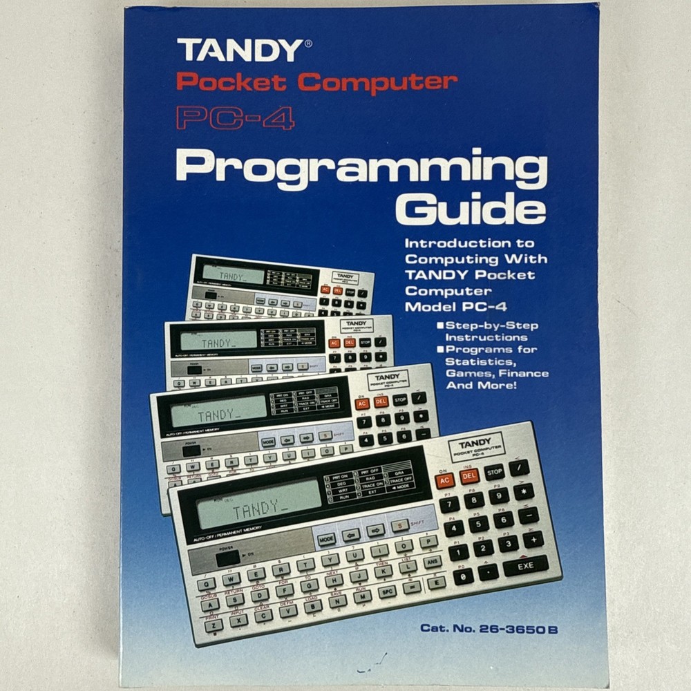 Vintage TANDY Pocket Computer PC-4 Programming Guide 26-3650B