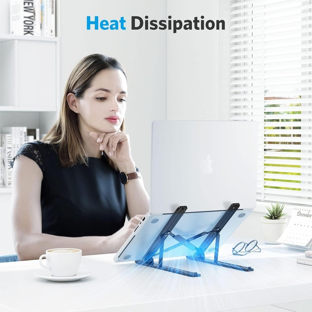 Foldable Laptop Riser with 7 Adjustable Heights - Compatible with All Laptops