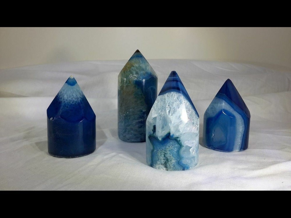 Hand Crafted Polished Blue Agate Cylindrical Crystal Point - Grab Bag