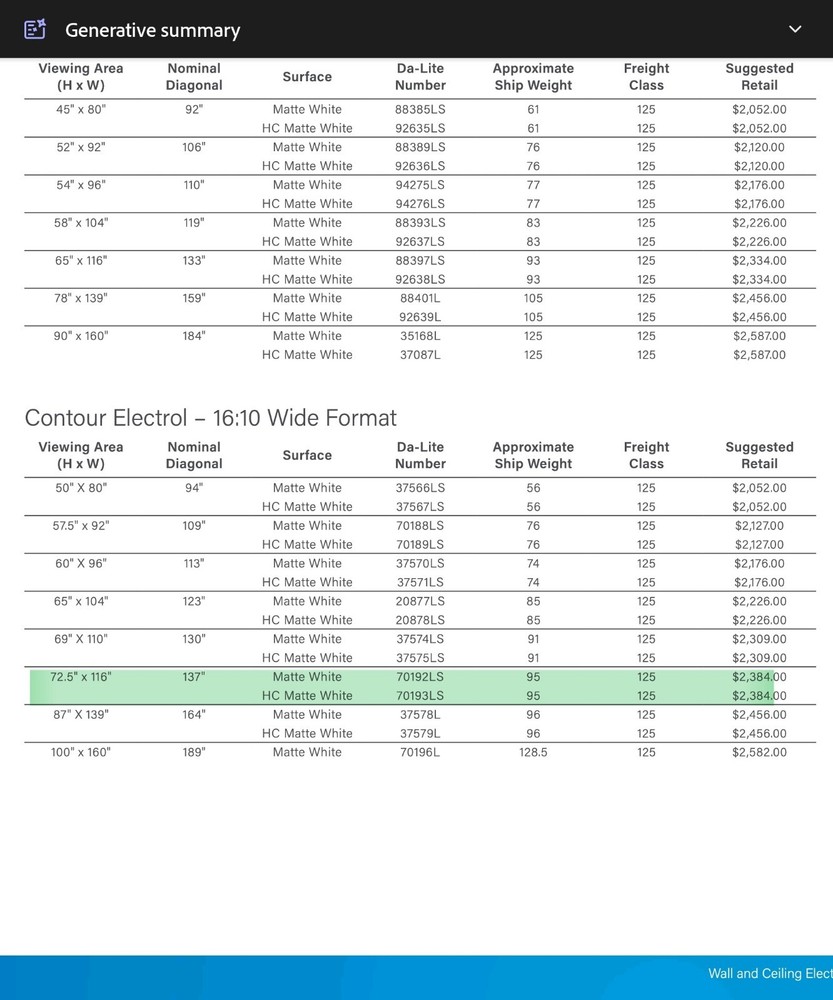 Theater Projection Screen Wall Mount Electric