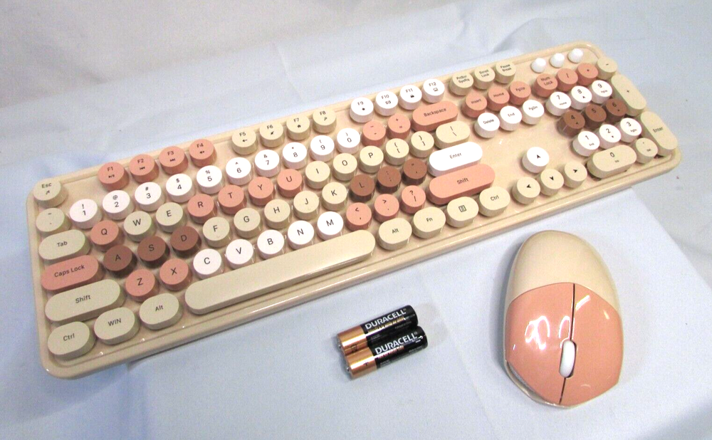 Mofii Sweet Wireless Beige Computer Keyboard Mouse Combo AA Batteries included