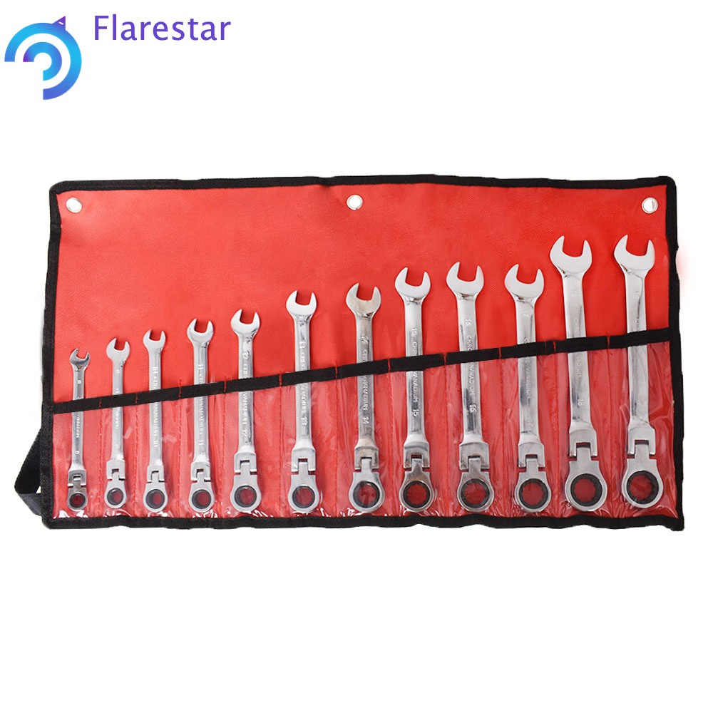 12Pcs Reversible Ratchet Wrench Ratcheting Socket Spanner Nut Tools 8‑19mm