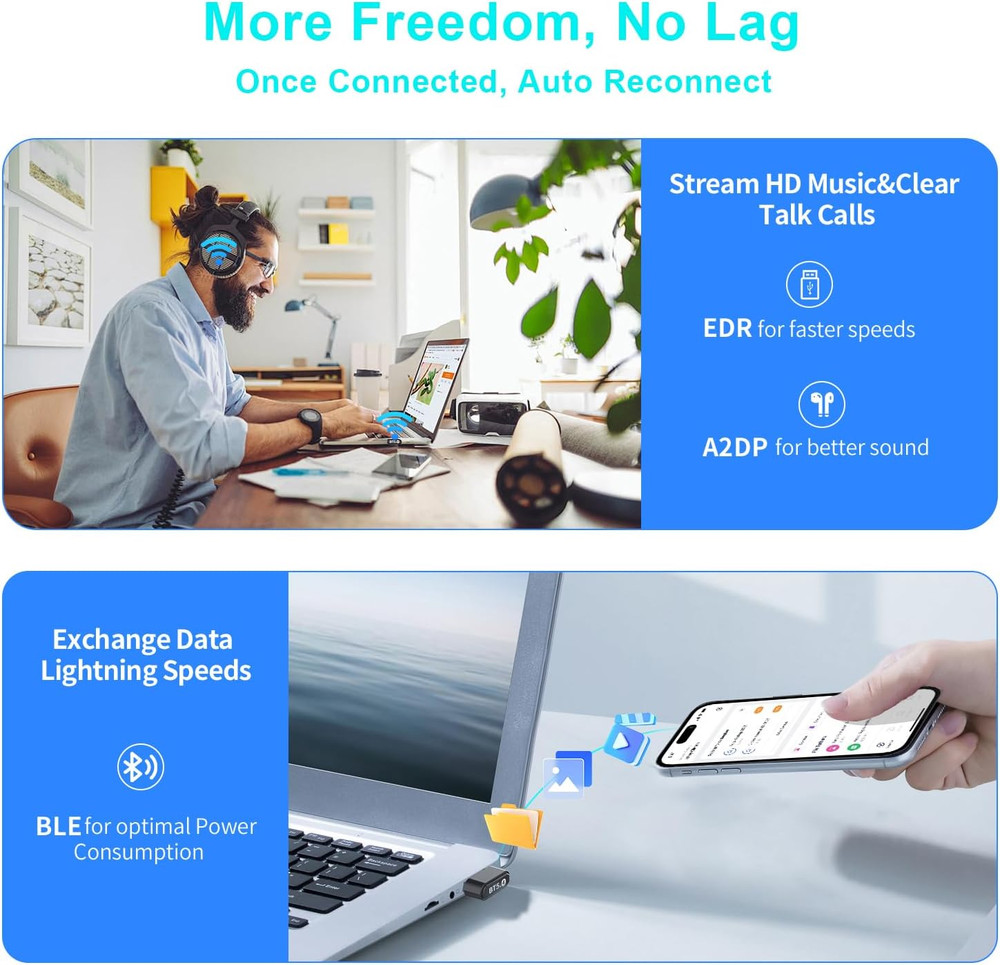 Mini USB Bluetooth 5.4 Adapter for Laptop PC, Wireless Transmitter Dongle for...