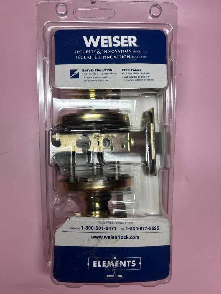 Weiser Elements Polished Brass Entry Door Knob with SmartKey