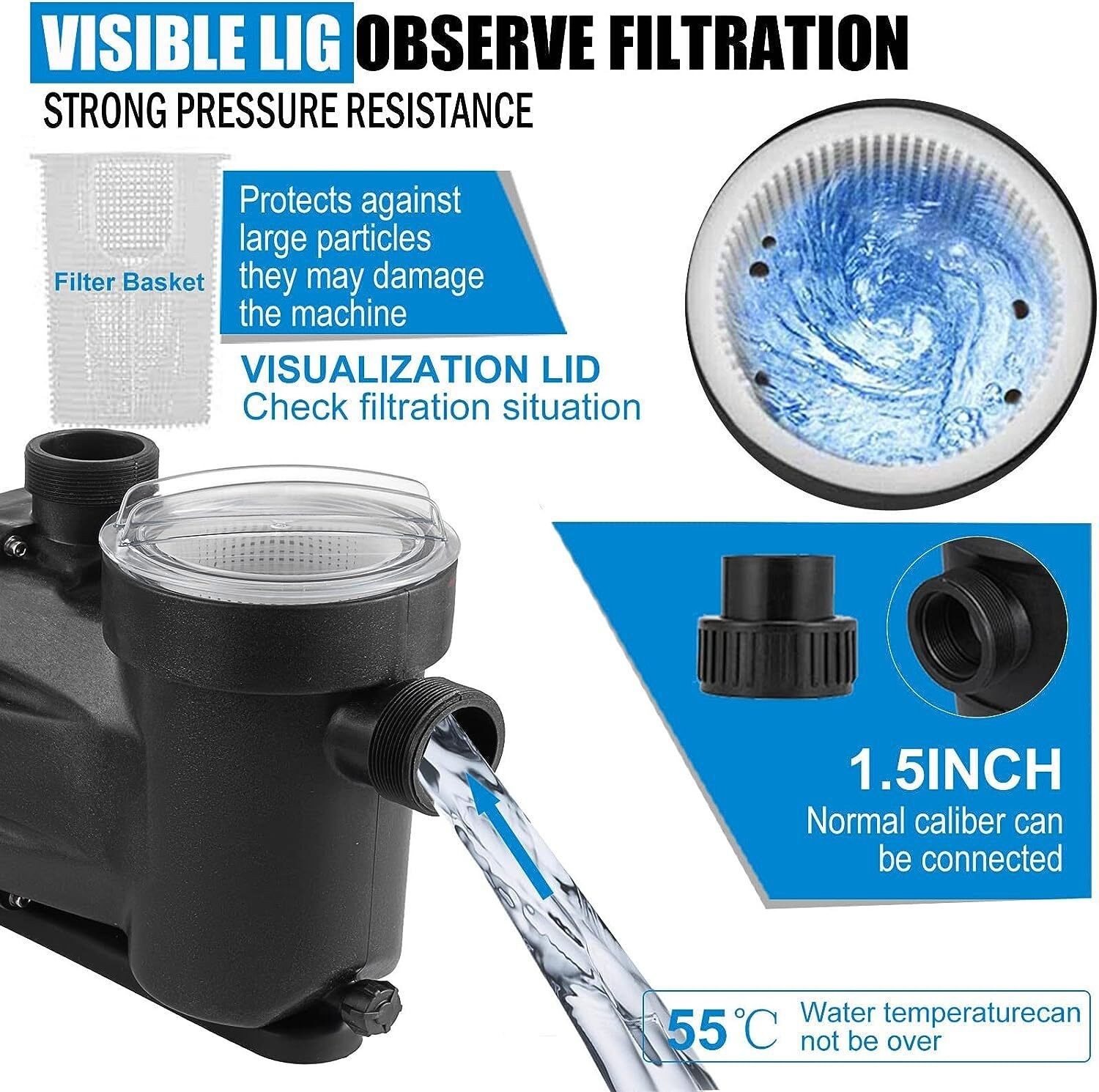 Hayward 2.5HP Swimming Pool Pump In/Above Ground w/ Motor Strainer Filter Basket