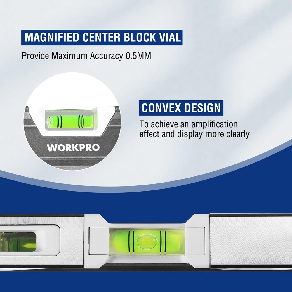 WORKPRO 10 Inch Torpedo Level Small leveler tool 3 Different Bubble 45°/90°/180°