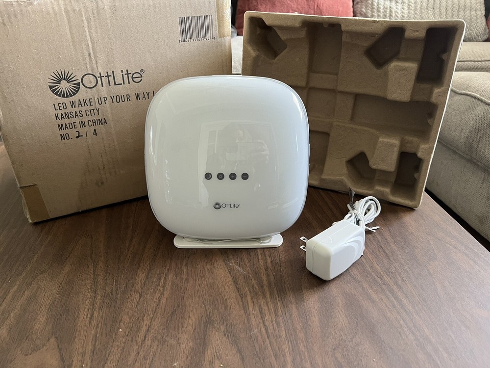 OttLIte Wake Up Your Way Light & Alarm Clock in White + BOX & INSTRUCTIONS