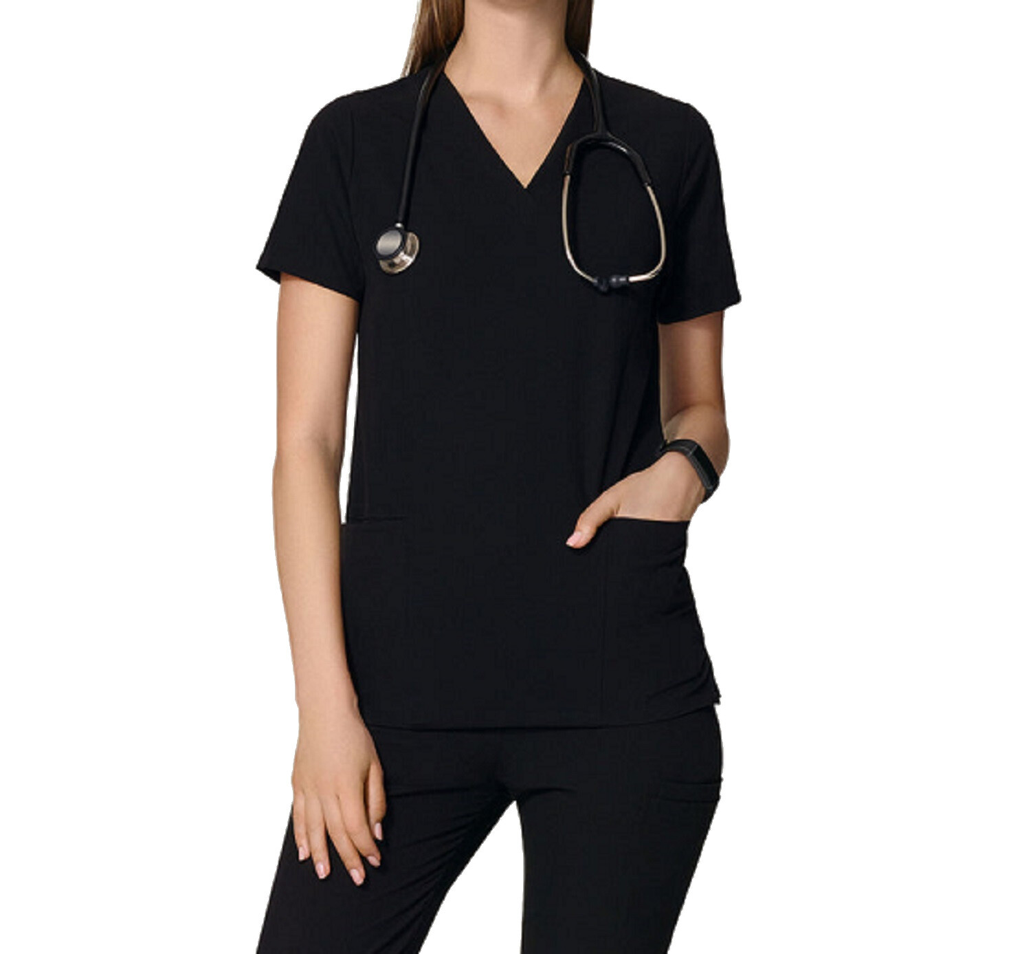 Women Scrub Top V Neck 2 Front Pockets Mandala TOP ONLY