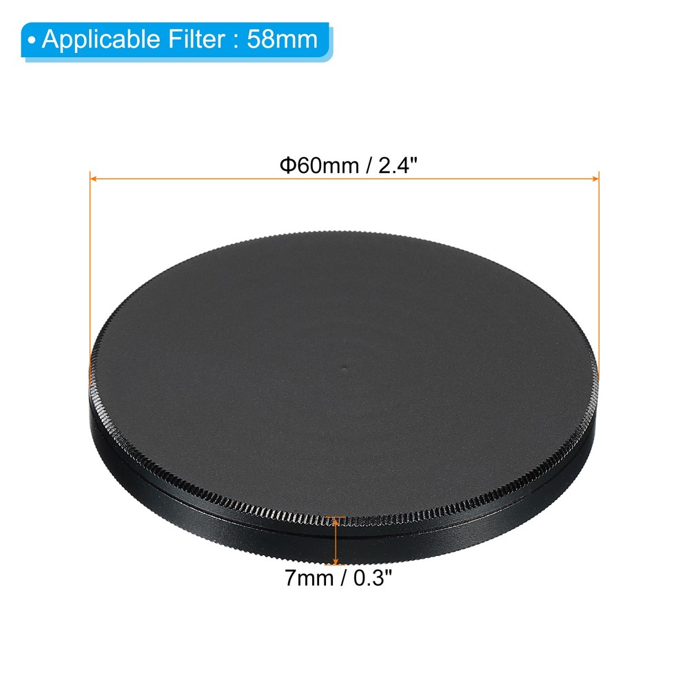 58mm Lens Filter Stack Cap, Aluminum Lens Cap with Cleaning Cloth