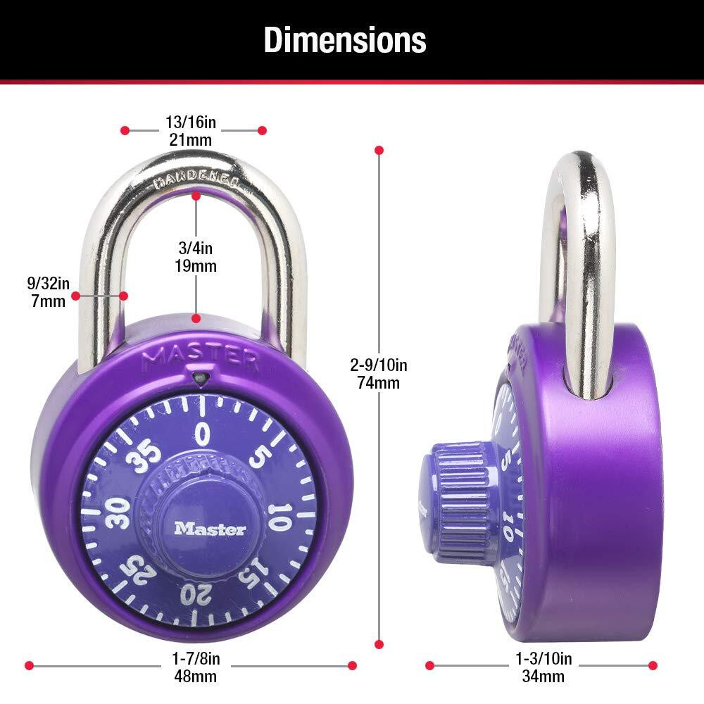 Master Lock 1530DCM Combination Padlock – Locker Lock, 1 Pack, Assorted Colors