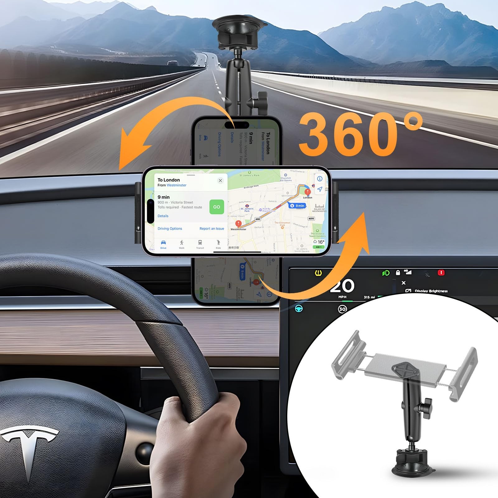 Metal Double Socket Arm Compatible RAM Mount Arm, 1" Ball Short, Black