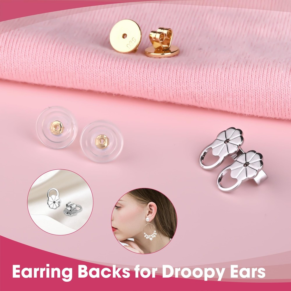 Earring Backs for Droopy Ears Heavy Earrings - Replacements Locking Ear Suppo...