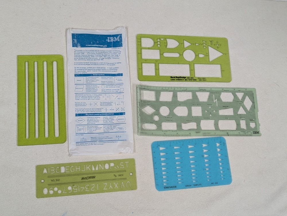 Stencil Drafting Engineering Templates RapiDesign IBM Timesaver Logic Flow Chart