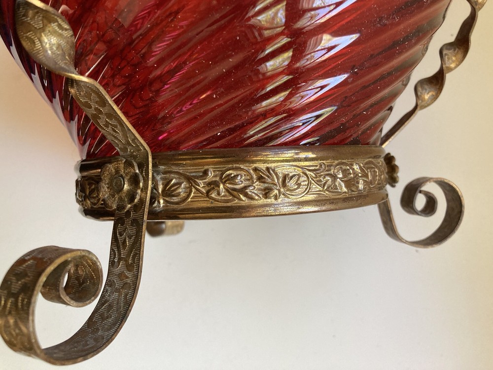 Antique Victorian Ruby Swirl Hall Light