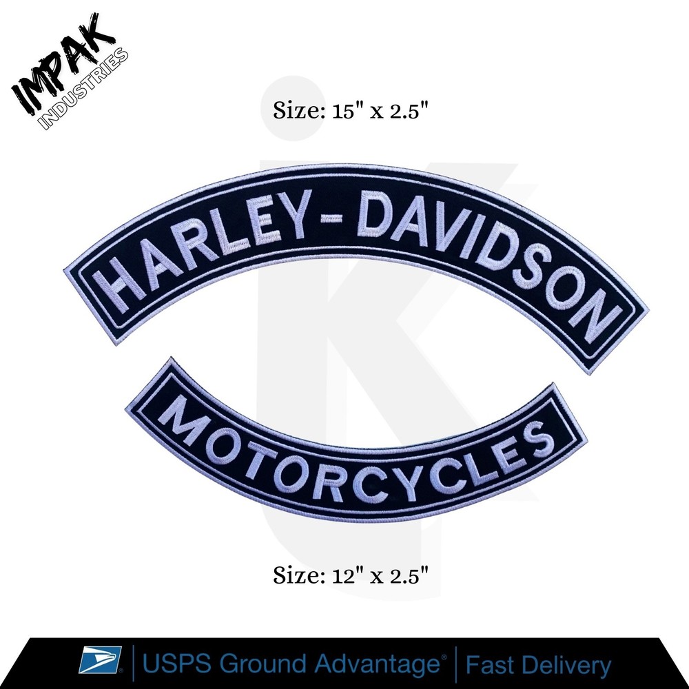 Harley Davidson Motorcycles HD Rocker Embroidered Patch Set Iron-On Back Patch
