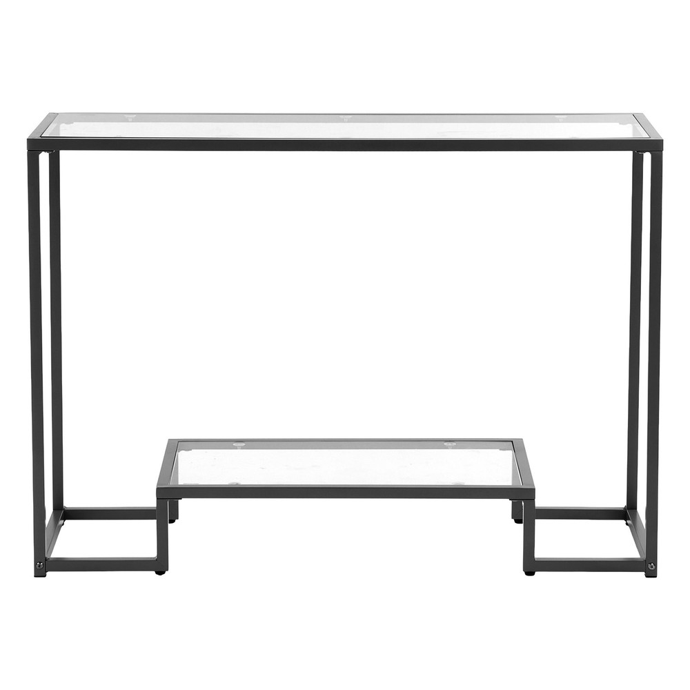 [New]2-Tier Glass Console Table, Modern Rectangle Sofa Side Table with Tempered