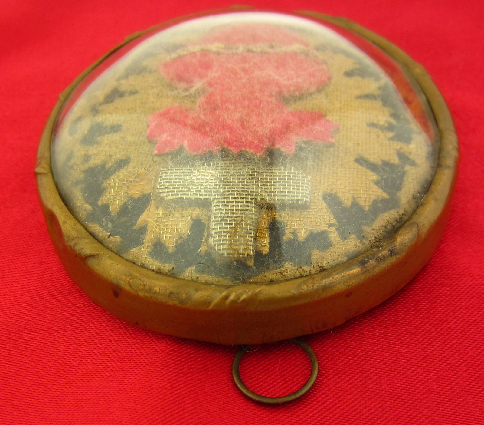 Antique SACRED HEART EX VOTO Reliquary Catholic French Domed Glass CROWN THORNS