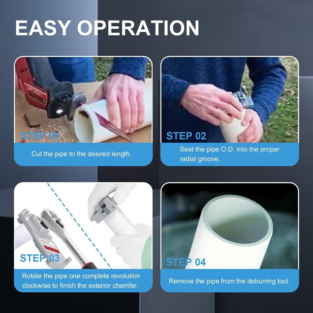 Deburring Tool for Plastic Pipe,Six Pipe Sizes for PVC Pipe Reamer w/Sharp Blade