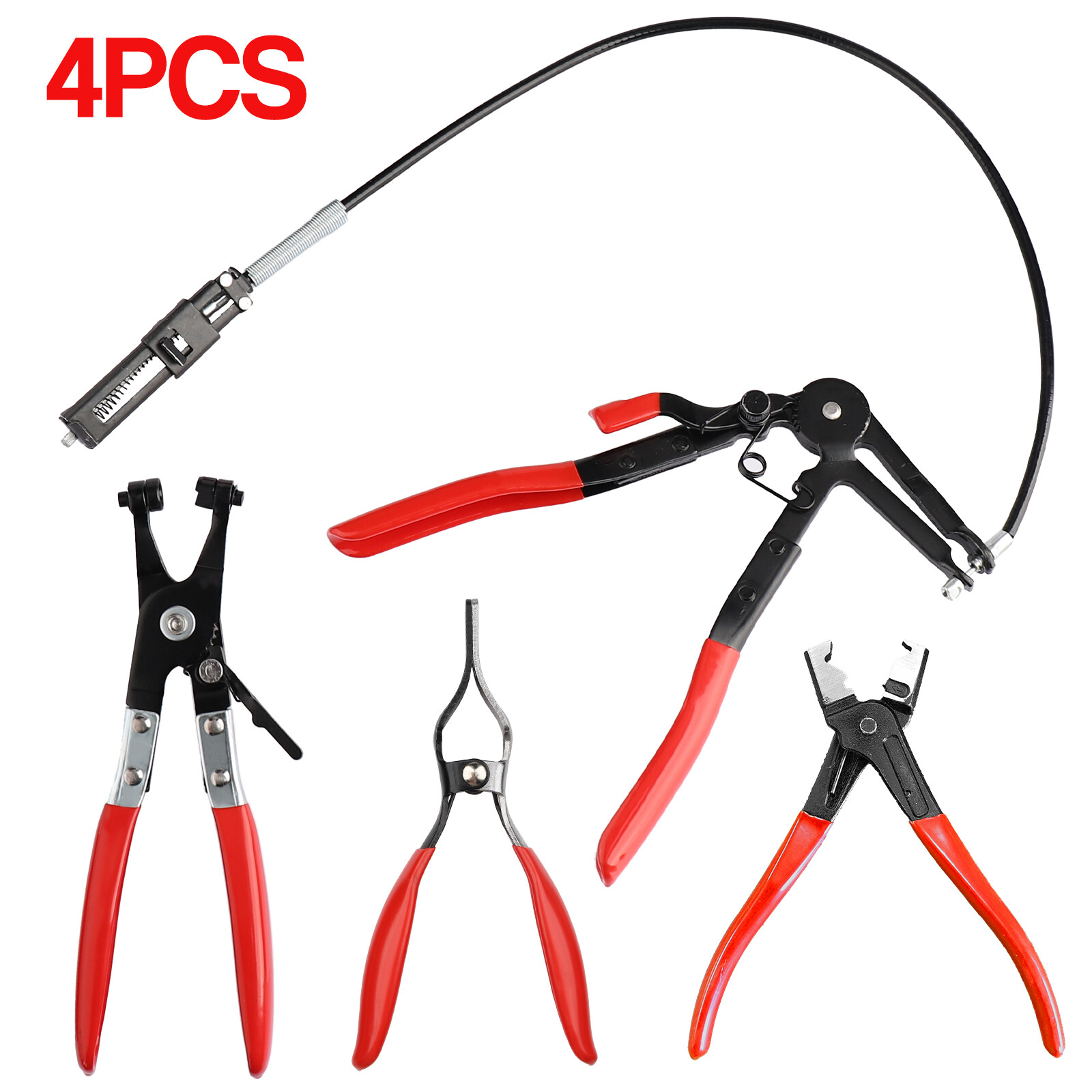 4Pcs Hose Clamp Pliers,Remover Kit with Long Reach Wire Spring Hose Clamp Pliers