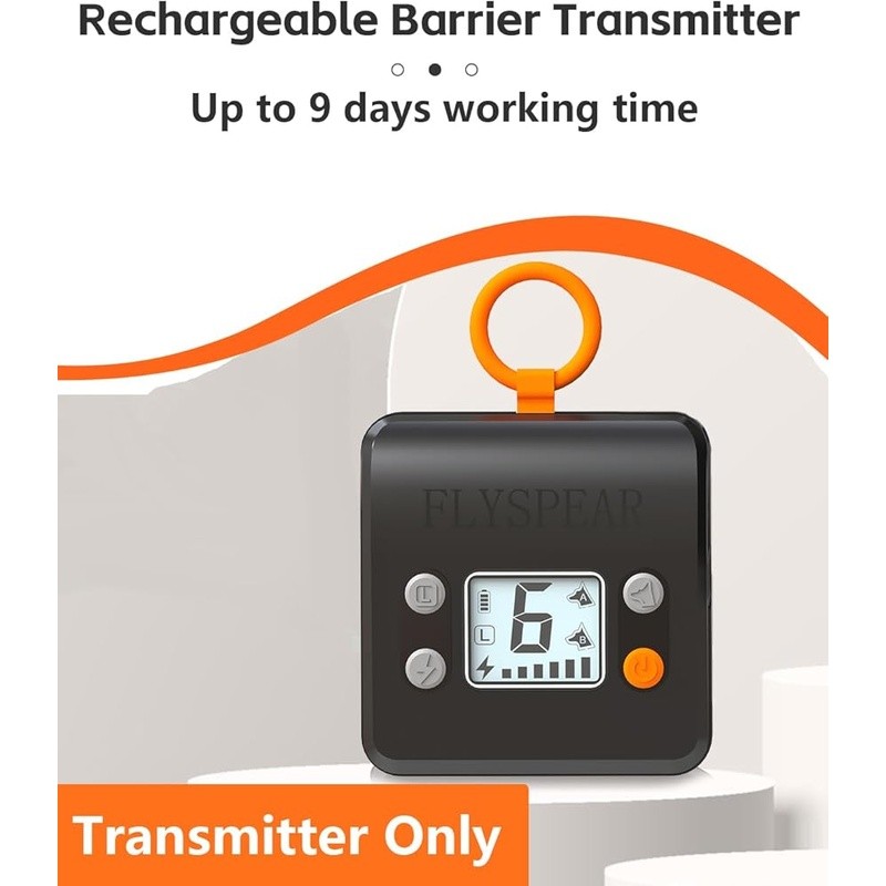 Wireless Pet Barrier Transmitter Adjustable Range Rechargeable Training Device