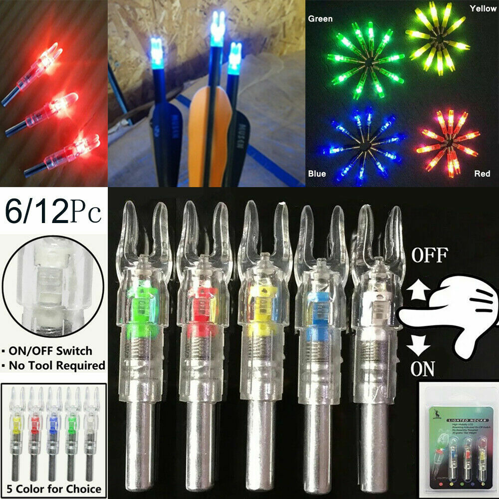 US Automatic LED Shooting Archery Arrows Lighted Nocks ID 6.2mm Arrow Nock Tail