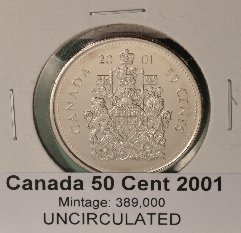 2001 Canada Fifty Cent - UNCIRCULATED - from original mint roll