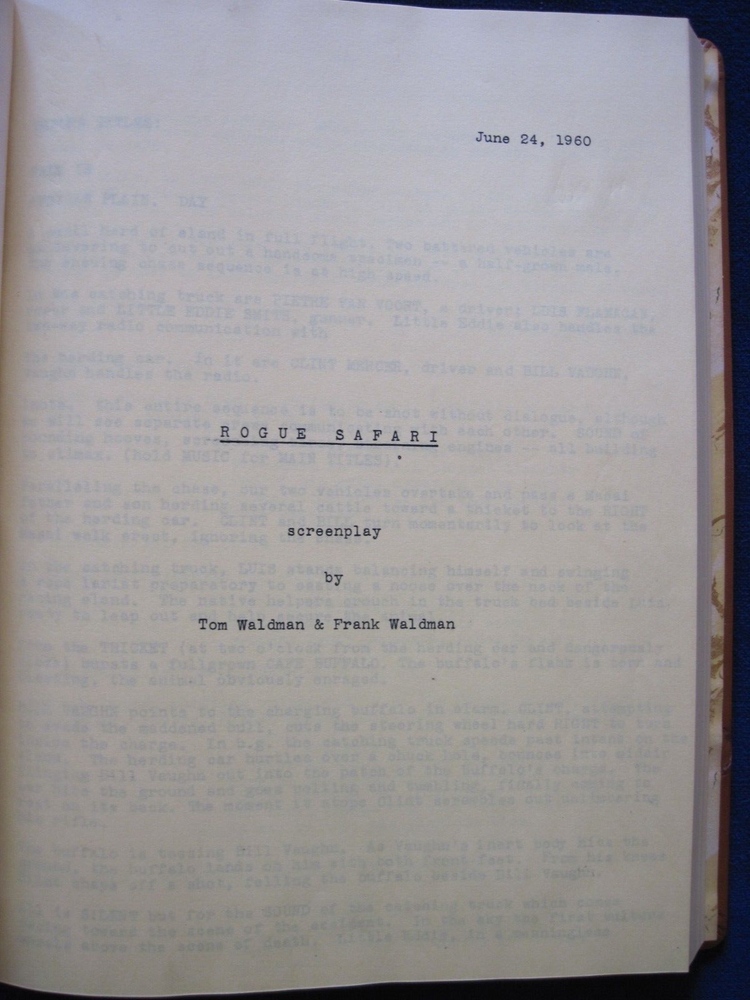 ORIGINAL SCRIPT - HATARI! by FRANK & TOM WALDMAN - JOHN WAYNE FILM