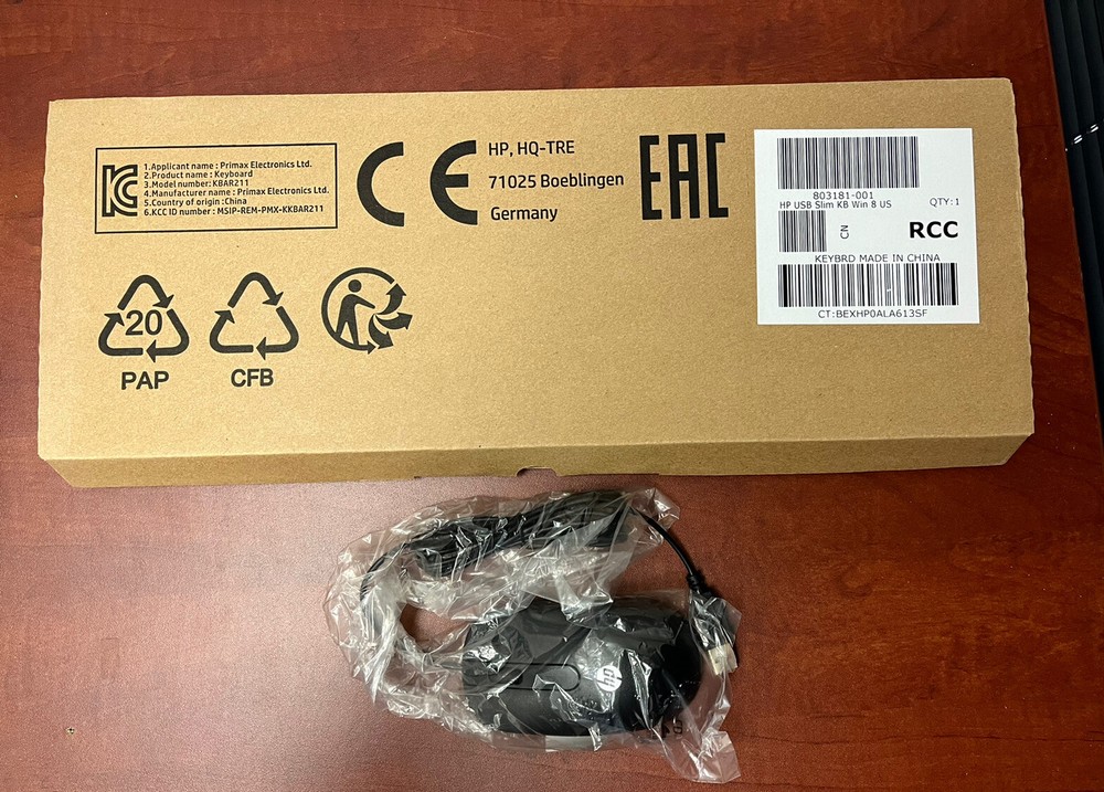 HP USB Wired Slim Keyboard and Mouse Bundle Black  - New