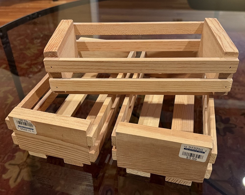 3 Container Store Cassette Tape Holders - Wood