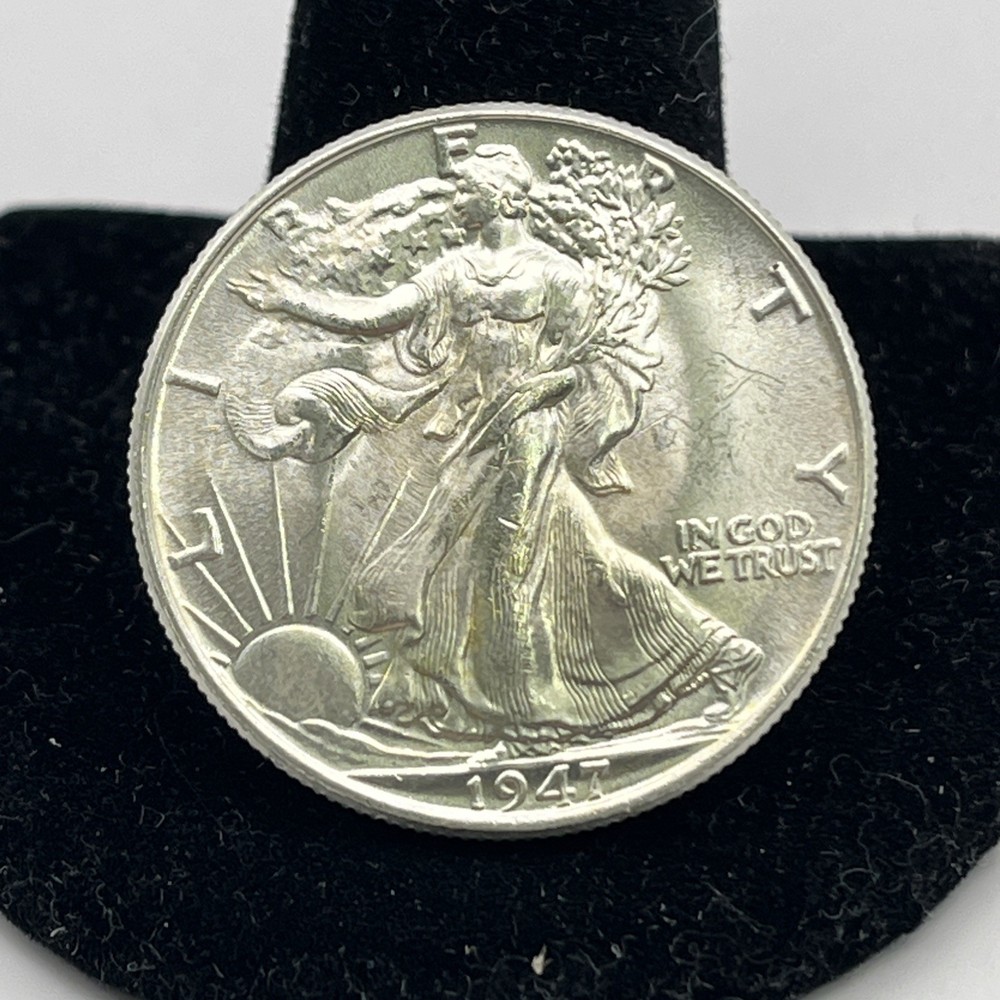 1947 Walking Liberty Silver Half Dollar Uncirculated Toning