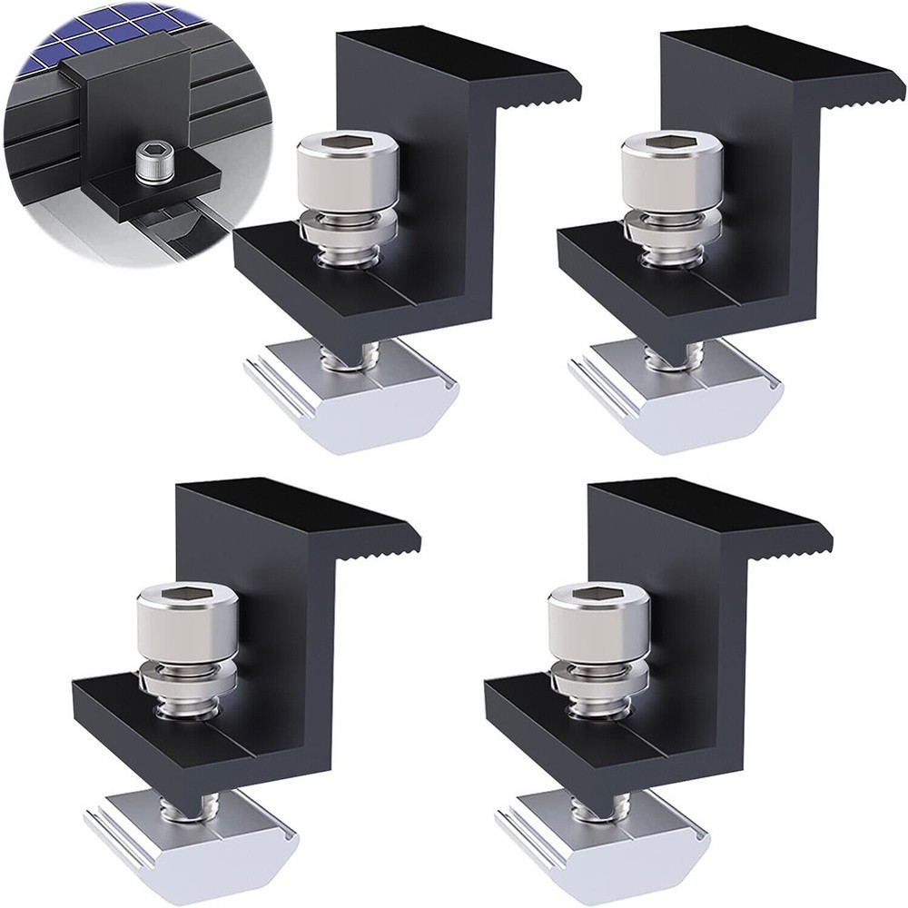 Solar Panel Bracket Fixing PV End Clamp Middle Clamp Mounting 30mm/35mm Black