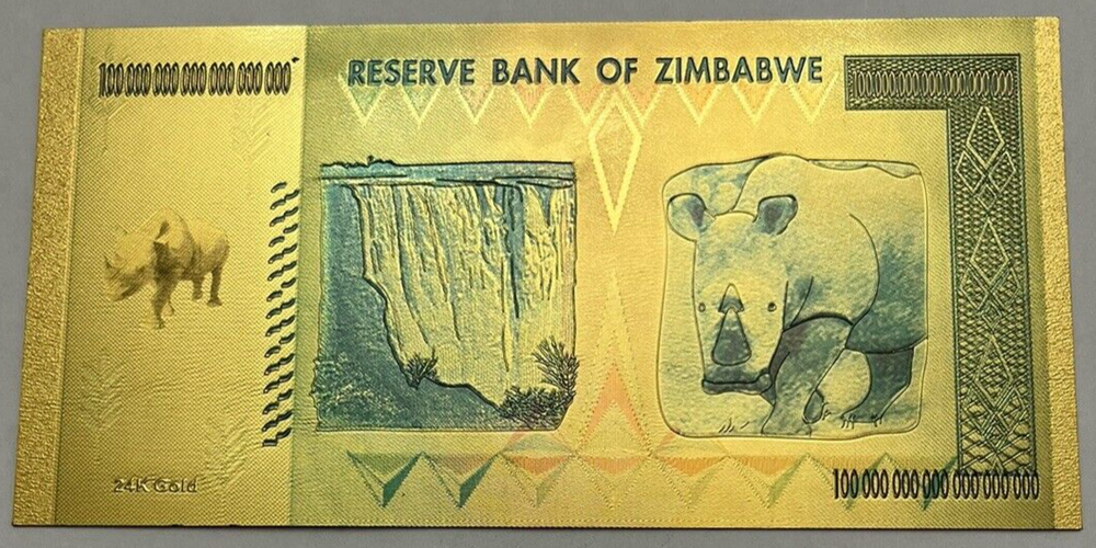 💰🌟 Billet Zimbabwe One Hundred Trillion Dollars - Édition Or Commémorative 🌟