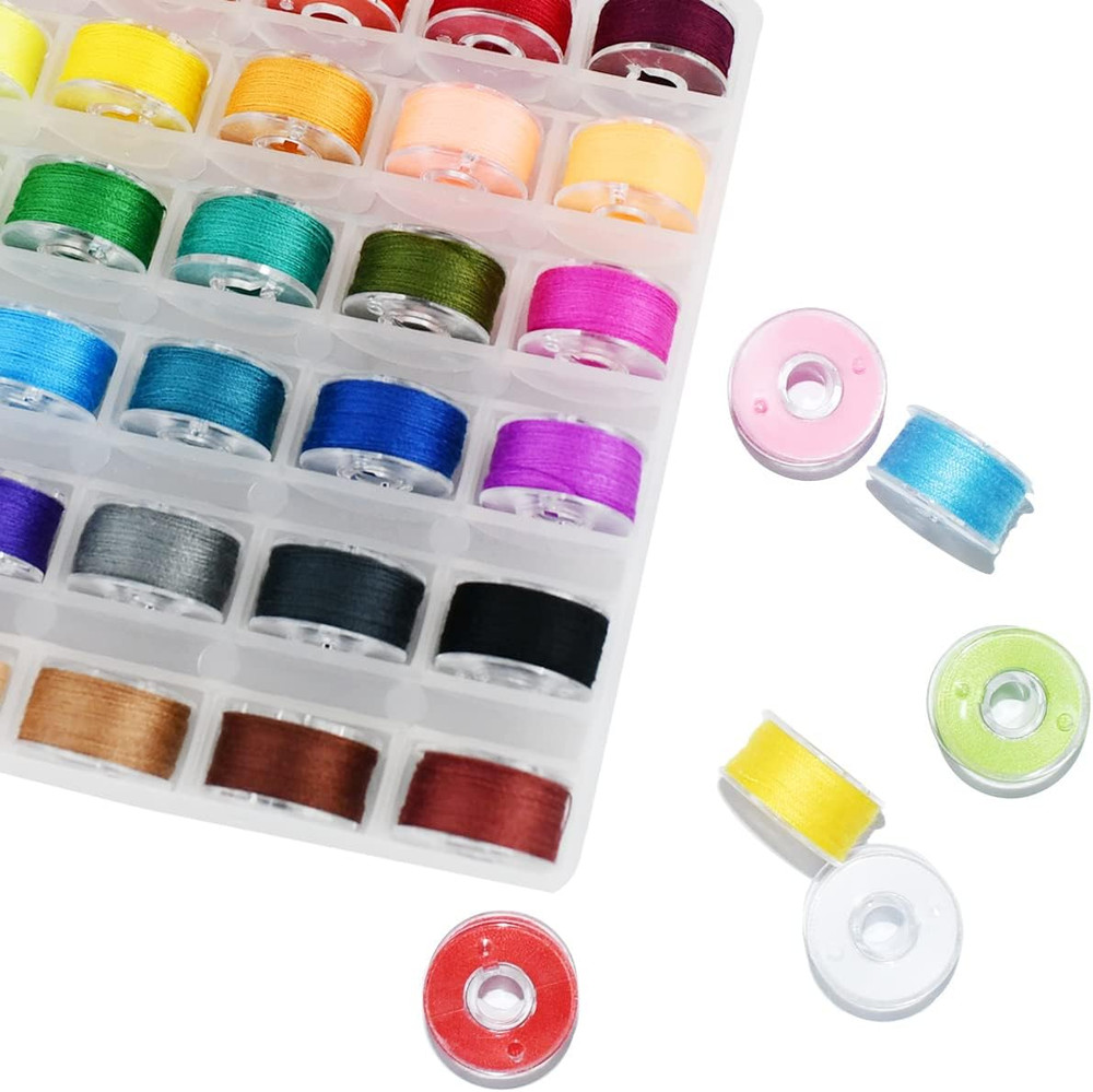 36 Pcs Bobbins and Sewing Threads Prewound Bobbin Thread with Storage Plastic Ca