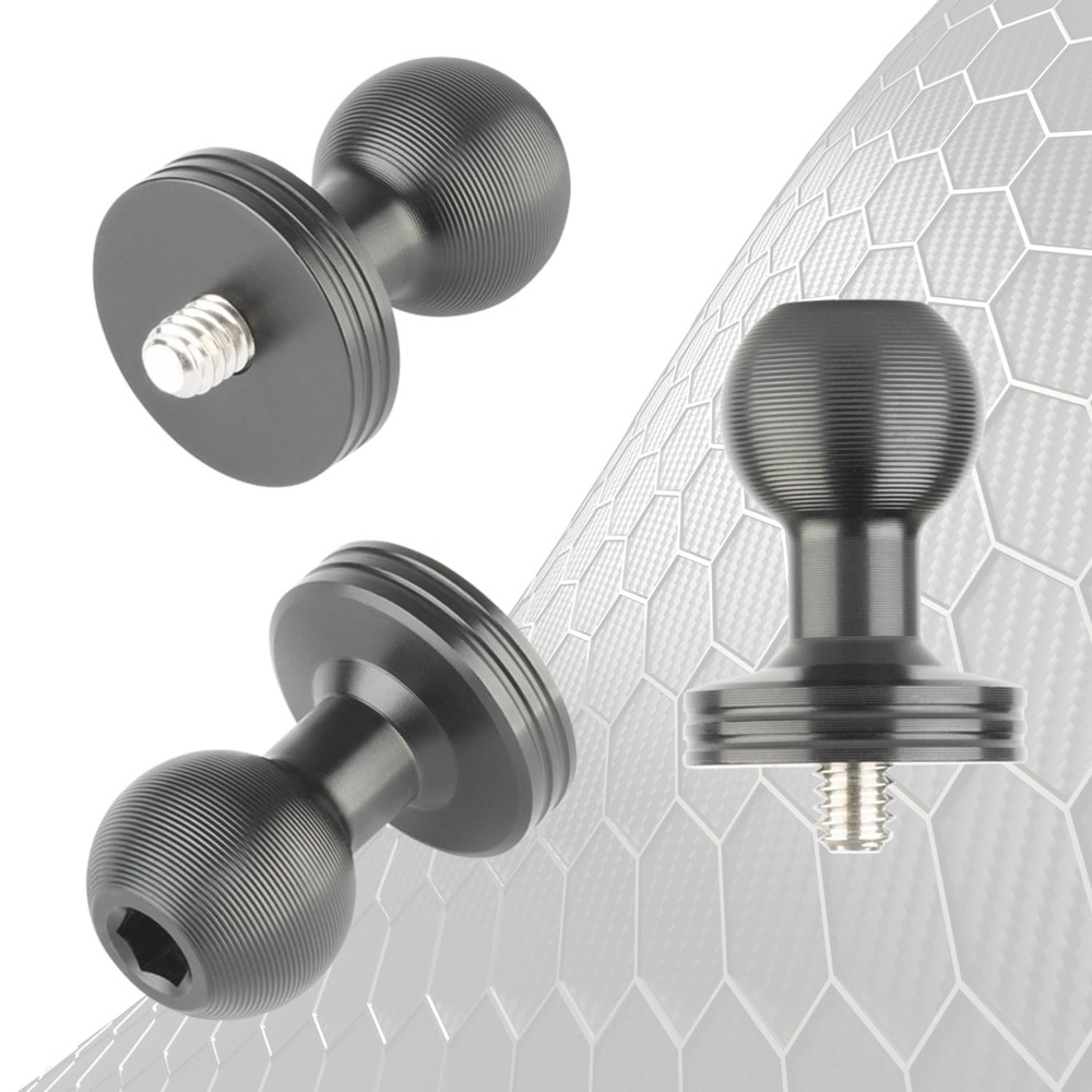 Aluminum 1/4"-20 Threaded Camera Adapter with Integrated 20mm Ball