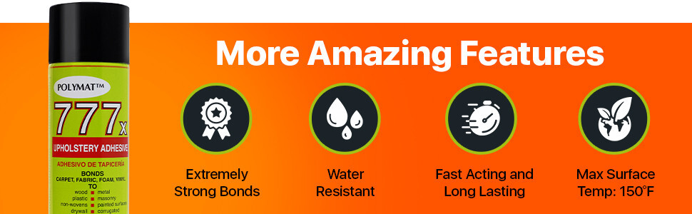 777 Polymat FAST TACK FOAM FABRIC BOX CARPET UPHOLSTERY SPRAY GLUE ADHESIVE