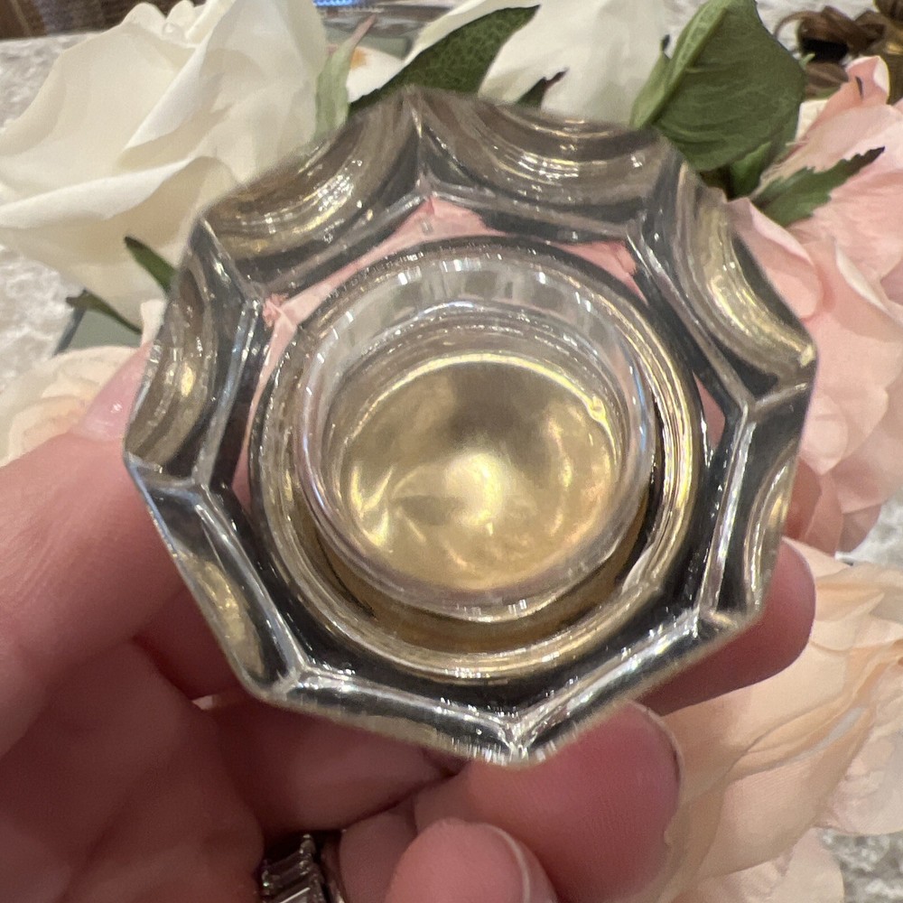 Sterling Silver Trinket Box Glass Victorian 925 Vanity Box Pull Box
