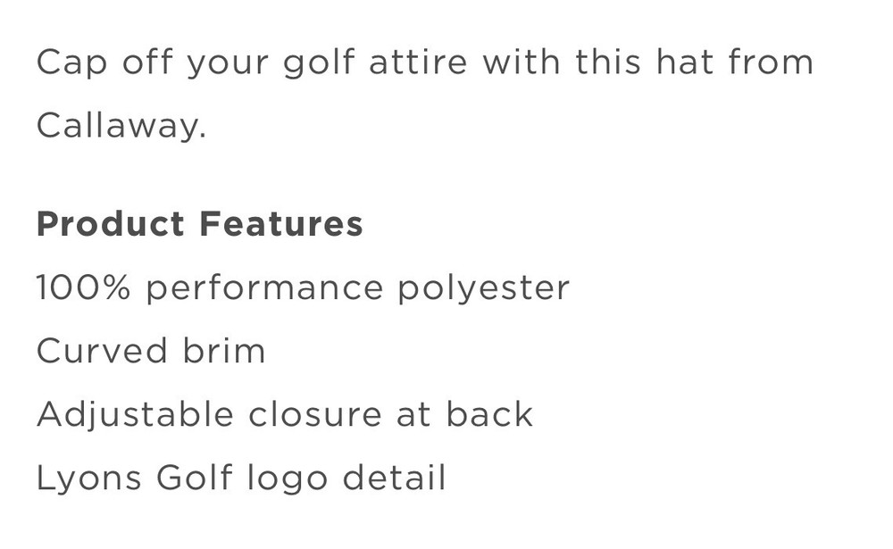 Callaway Custom Lyons Golf Adjustable Hat White NEW!