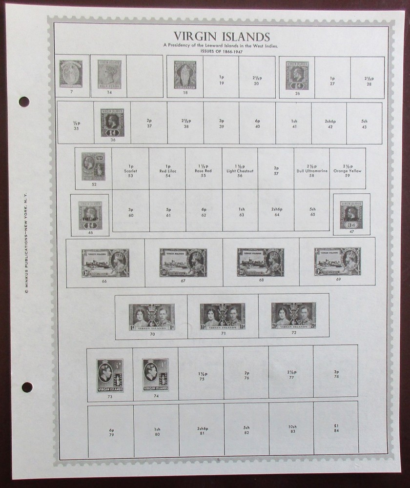 Virgin Islands: Clean Set of Unused Minkus Supreme Global Pages to 1970