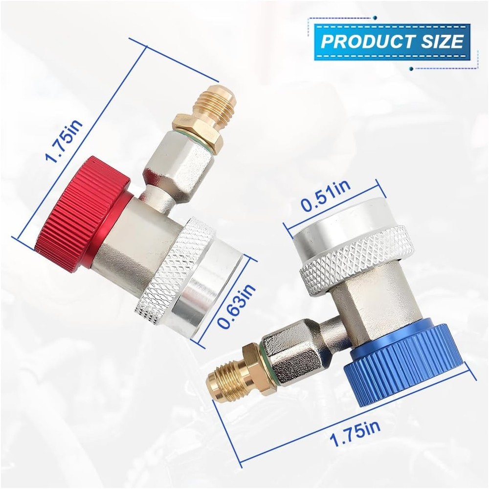 R134A AC Refrigerant Quick Coupler Adapter Set Adjustable High Low Pressure