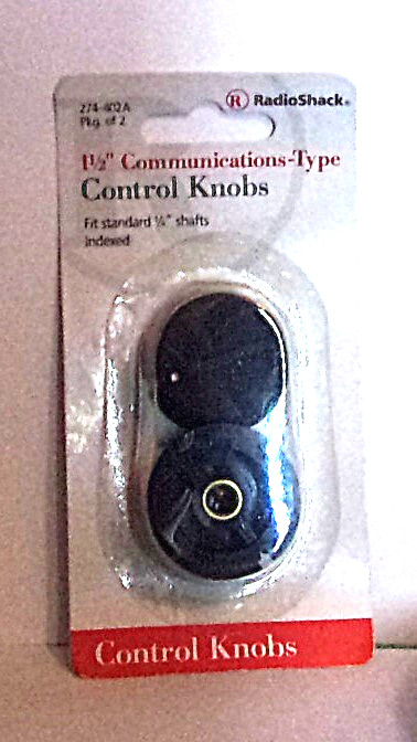 Radio Shack #274-0402a Communications-Type Control Knobs 1 1/2" Pkg 2    NEW