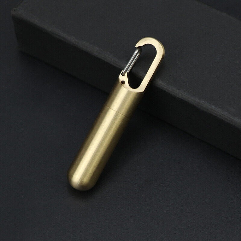 Solid Brass Keychain Waterproof Box Portable Integrated Medicine Pill EDC Box