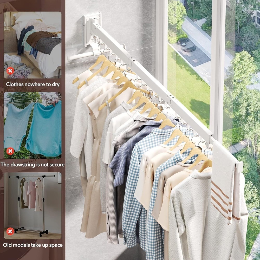 Clothes Drying Rack,Laundry Drying Rack Wall Mount, Wall Mounted Clothes Rack...