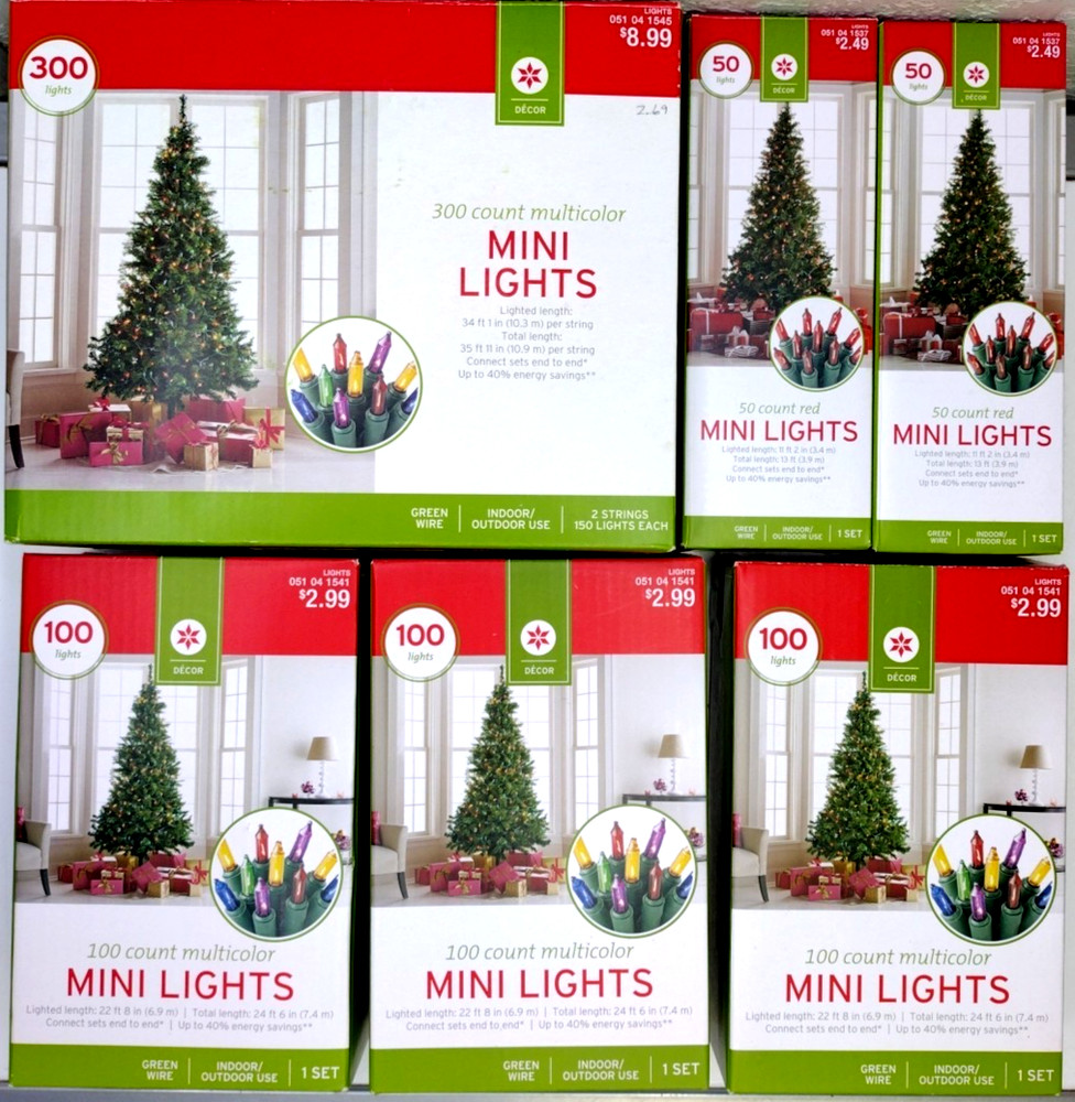 6 Boxes Christmas Mini String Lights Multi Color & Red, 7 Sets/700 Bulbs, New OS