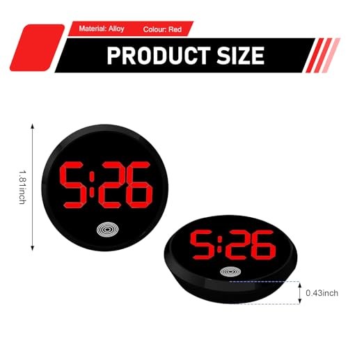 Car Clock, Touch Activated Digital Dashboard Clock, Automotive 1 PC Red