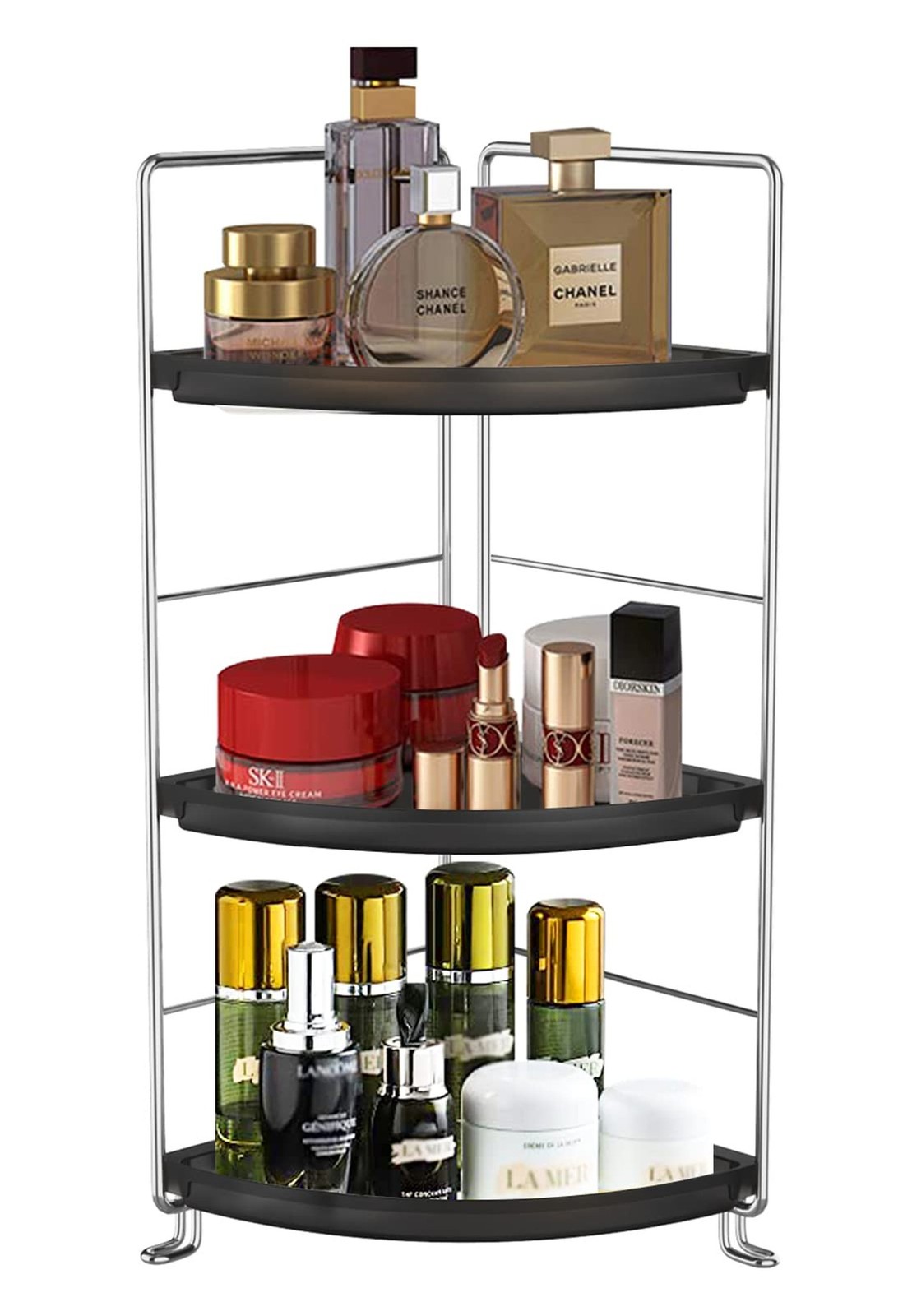 3-Tier Corner Bathroom Sink Countertop Organizer Storage Shelf Stackable Orga...