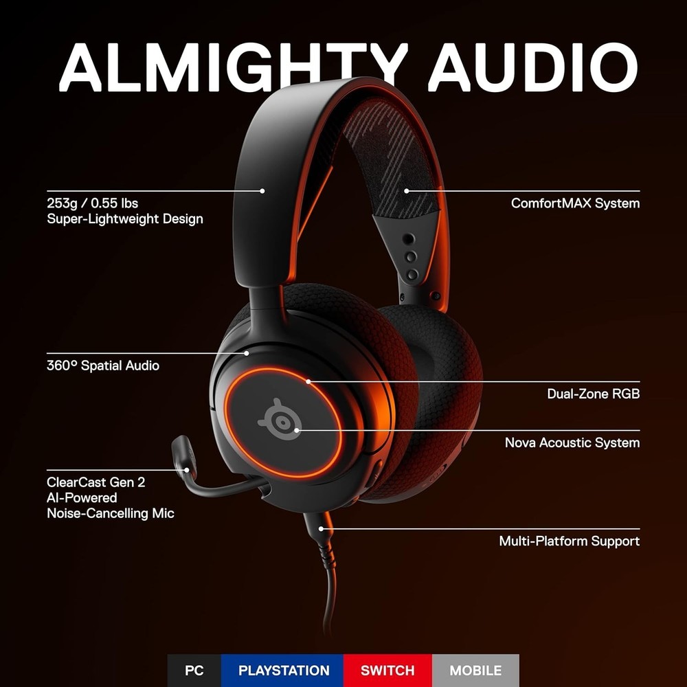 SteelSeries New Arctis Nova 3 Multi-Platform Gaming Headset - Black