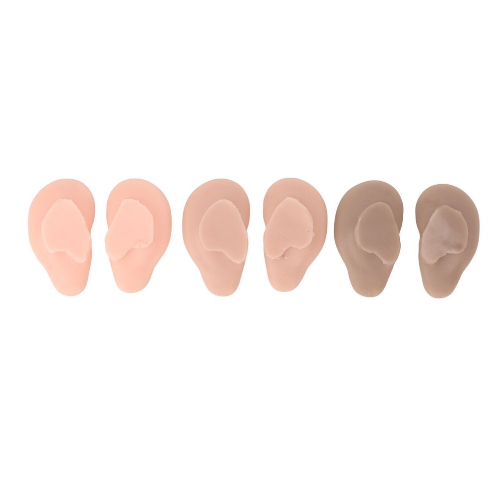 3 Pairs Silicone Ear Model Soft Flexible Ears Artificial Reusable for Practice