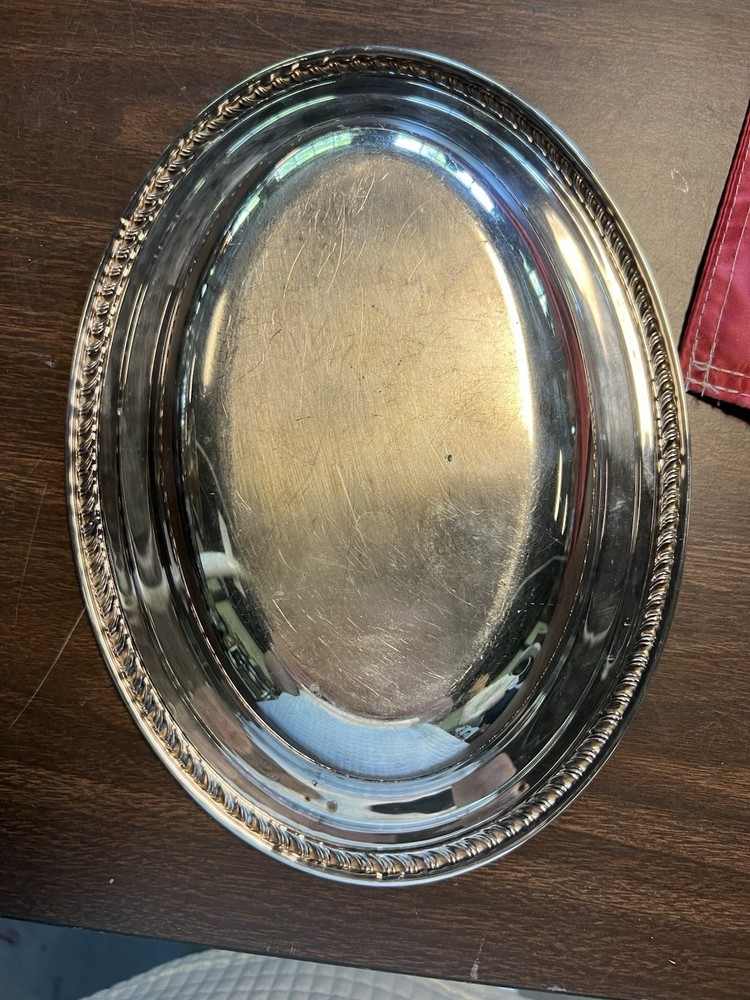 vintage silver-plated oval serving dish or bread tray